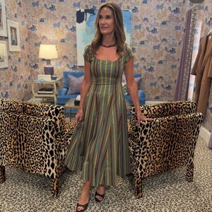 STAUD Short Sleeve Wells Dress in Trailblazer Stripe 4